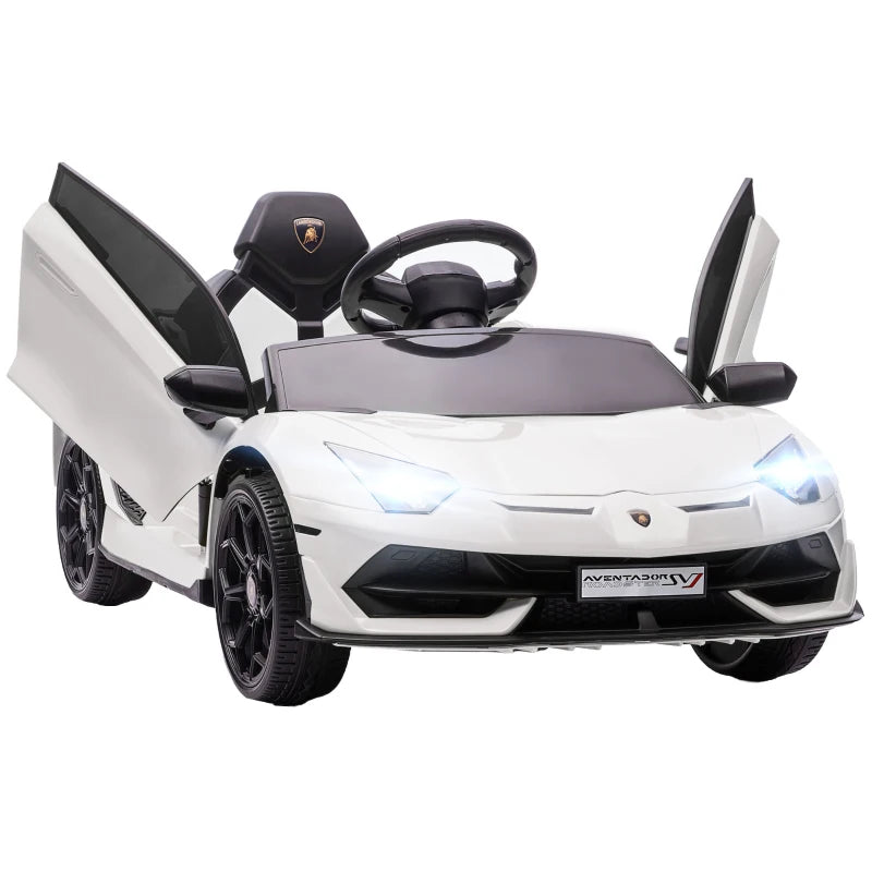 Macchina Elettrica per Bambini a 12V Licenza Lamborghini con Clacson e Telecomando, 107.5x63x42 cm, Bianca DF4370-306V90WTDF4