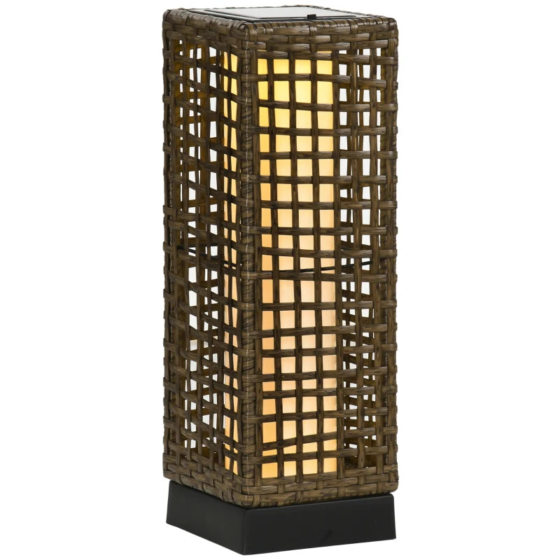 Lampada Solare da Giardino con Pannello di Ricarica, in Acciaio e Rattan, 15.5x15.5x46 cm, Nero e Marrone XS7867-130V00SDXS7