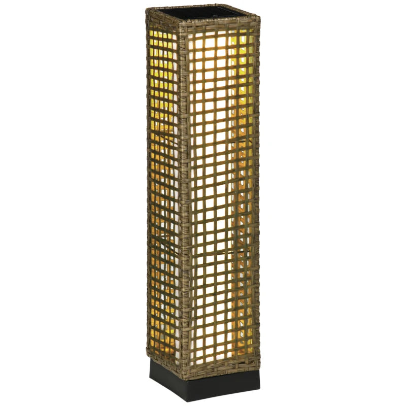 Lampada Solare da Giardino con Pannello di Ricarica, in Acciaio e Rattan, 15.5x15.5x69 cm, Nero e Marrone XD6867-130V01SDXD6