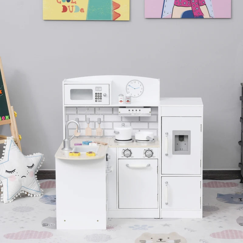 Cucina Giocattolo per Bambini da 3 Anni in Su in Legno, Bianco HN6350-079WTHN6