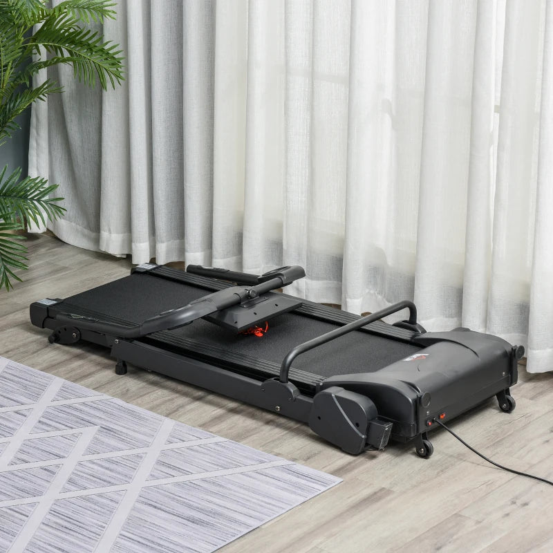 Tapis Roulant Elettrico Pieghevole Salvaspazio, Velocità 14km/h, Monitor LCD 5 Programmi e Presa USB, per Casa e Ufficio, Motore 750W, Nero YT2A90-225YT2