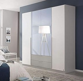 armadio moderno per camera da letto in legno ante specchio bianco grigio RRK2666,20399K