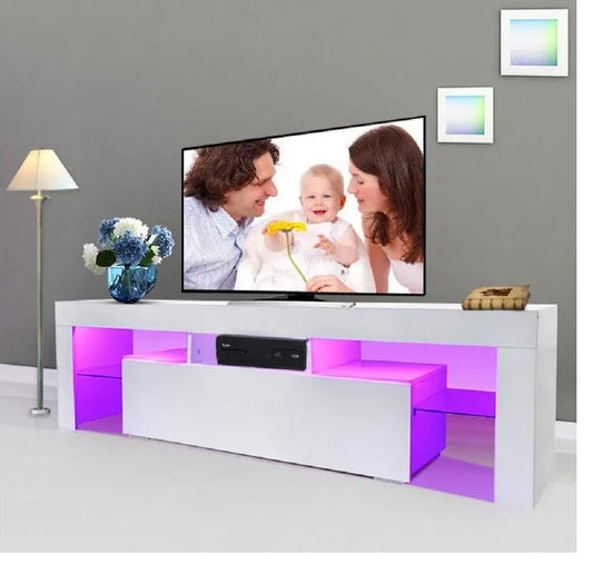 mobile porta tv parete attrezzata soggiorno salotto sala con mensole in vetro con cassettiera e luci a led 16 colori con telecomando basso da terra mobile grande 160 cm cucina ufficio bianco lucido RDD839-123V90WTHH7