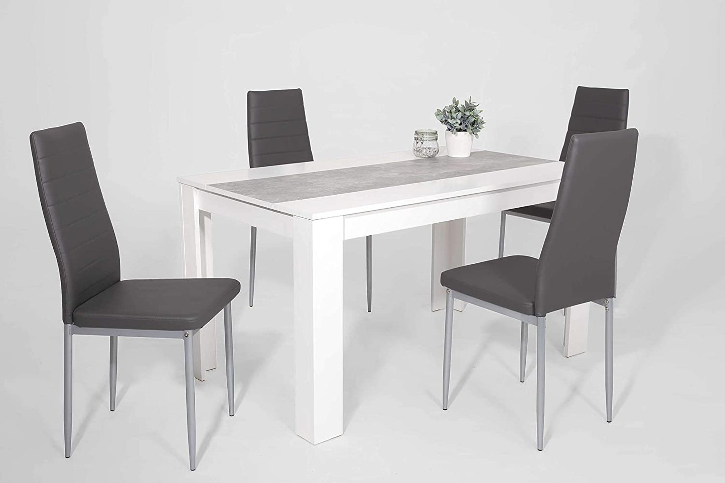 tavolo da pranzo cucina moderno bianco e grigio cemento legno 120/160 6 posti RT62304,12033R